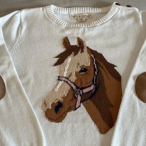 Hope & Henry cream Horse sweater (M)